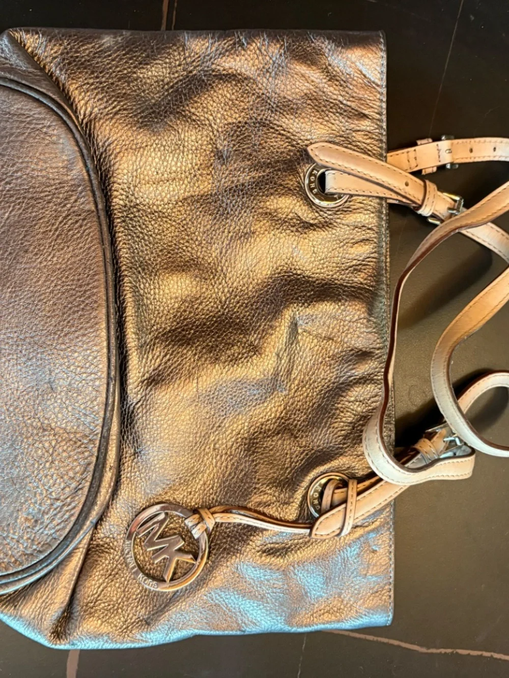 Michael Kors Jet Set Metallic Bronze Leather Tote 38H5XTTT2L Garage Blowout
